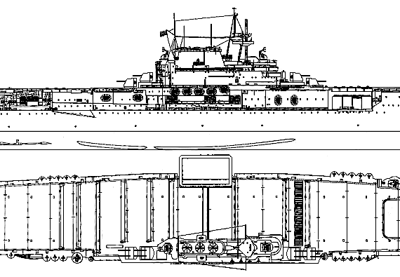 Авианосец USS CV-8 Hornet 1941 [Aircraft Carrier] - чертежи, габариты, рисунки